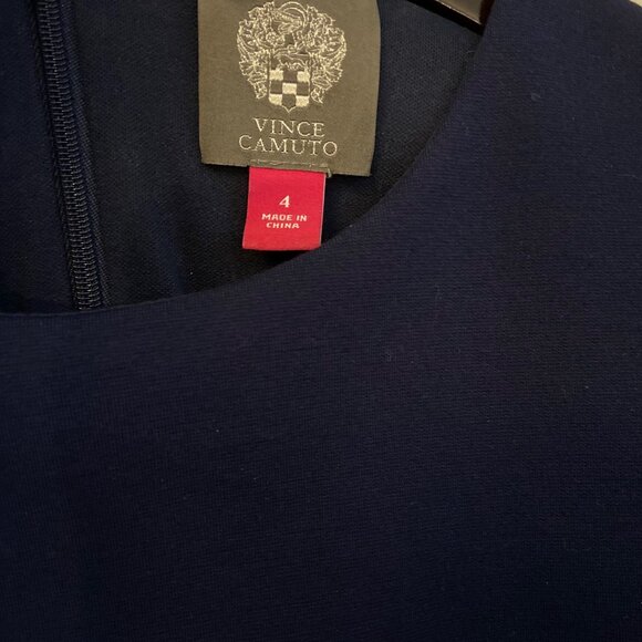 Vince Camuto Asymmetrical Indigo Blue Long Sleeve Raw Hem Dress - 4 - Picture 5 of 5